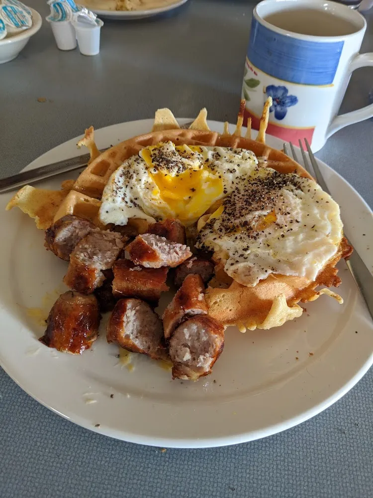 Waffle Eggs and Link Sausage